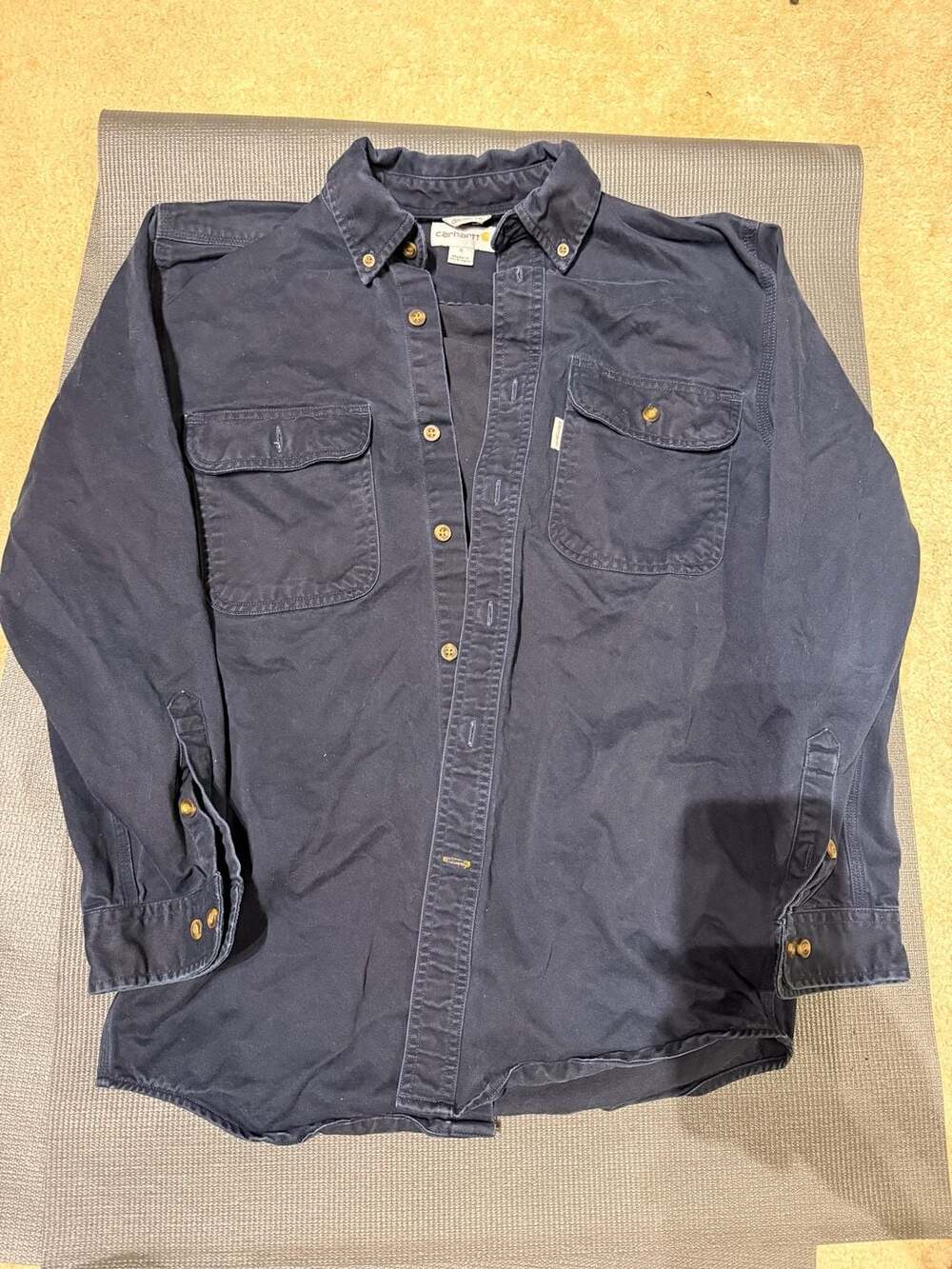 Carhartt Original Fit Long-Sleeve Work Shirt Navy Small